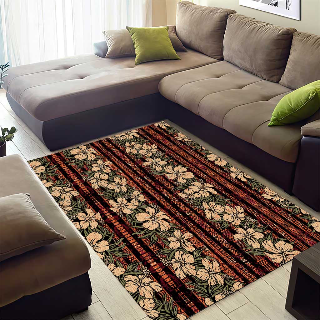 Hawaii Hibiscus Area Rug Retro Style - Polynesian Pride