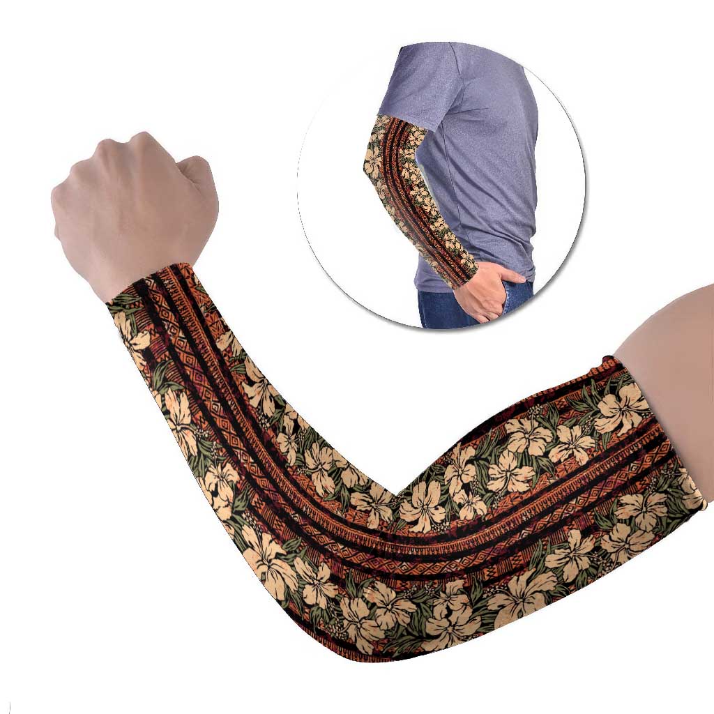 Hawaii Hibiscus Arm Sleeves Retro Style LT01 Set of 2 Brown - Polynesian Pride