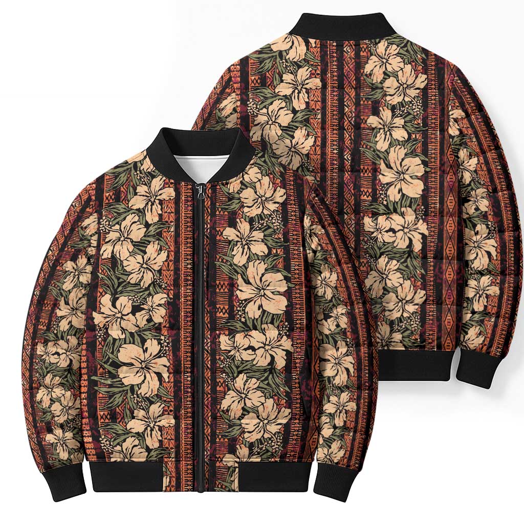 Hawaii Hibiscus Bomber Puffer Jacket Retro Style - Polynesian Pride