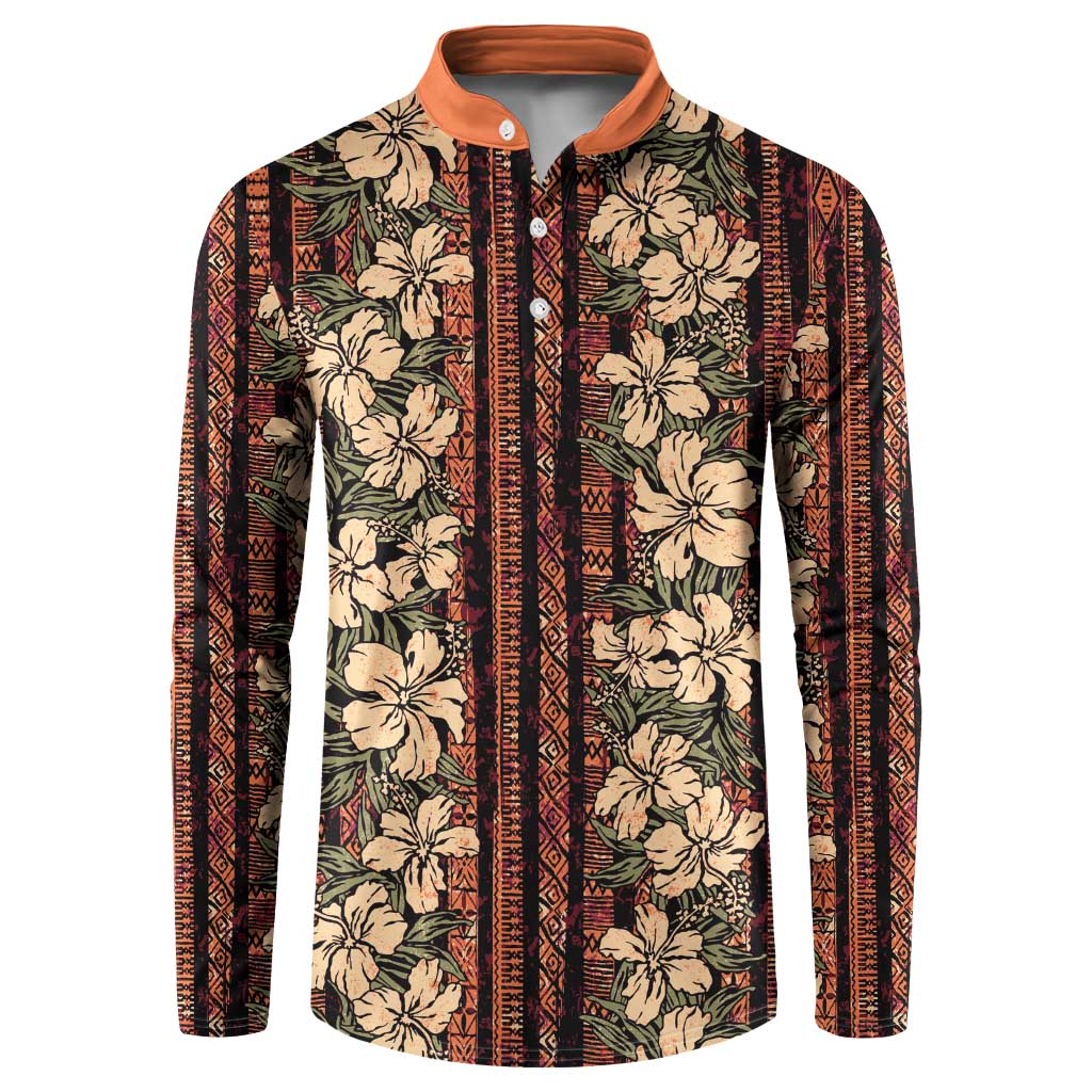 Hawaii Hibiscus Button Sweatshirt Retro Style - Polynesian Pride