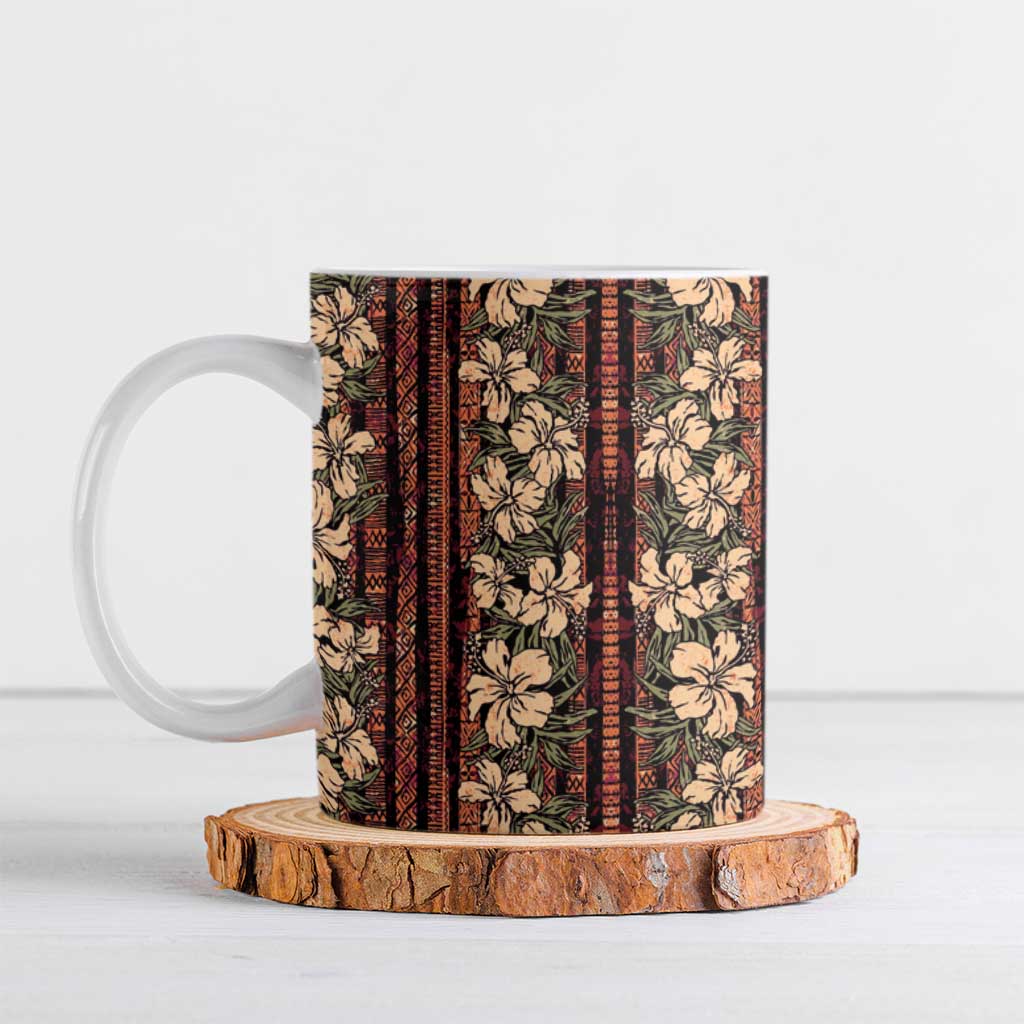 Hawaii Hibiscus Ceramic Mug Retro Style LT01 Brown - Polynesian Pride