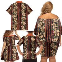 Hawaii Hibiscus Family Matching Off Shoulder Short Dress and Hawaiian Shirt Retro Style - Polynesian Pride