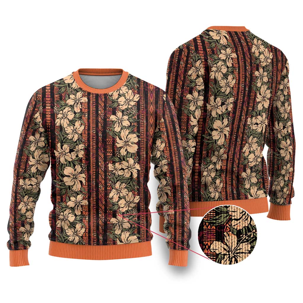 Hawaii Hibiscus Ugly Christmas Sweater Retro Style - Polynesian Pride