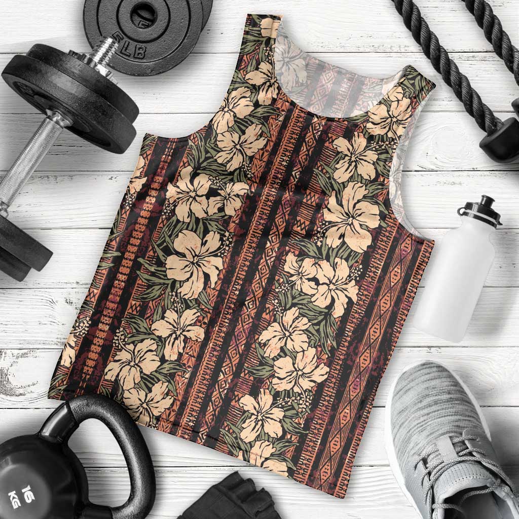 Hawaii Hibiscus Men Tank Top Retro Style - Polynesian Pride