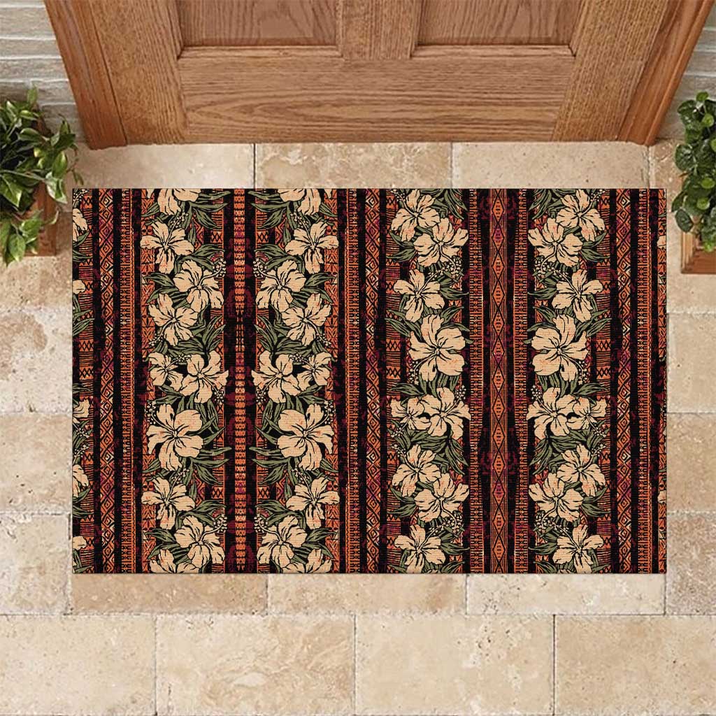 Hawaii Hibiscus Rubber Doormat Retro Style LT01 Brown - Polynesian Pride