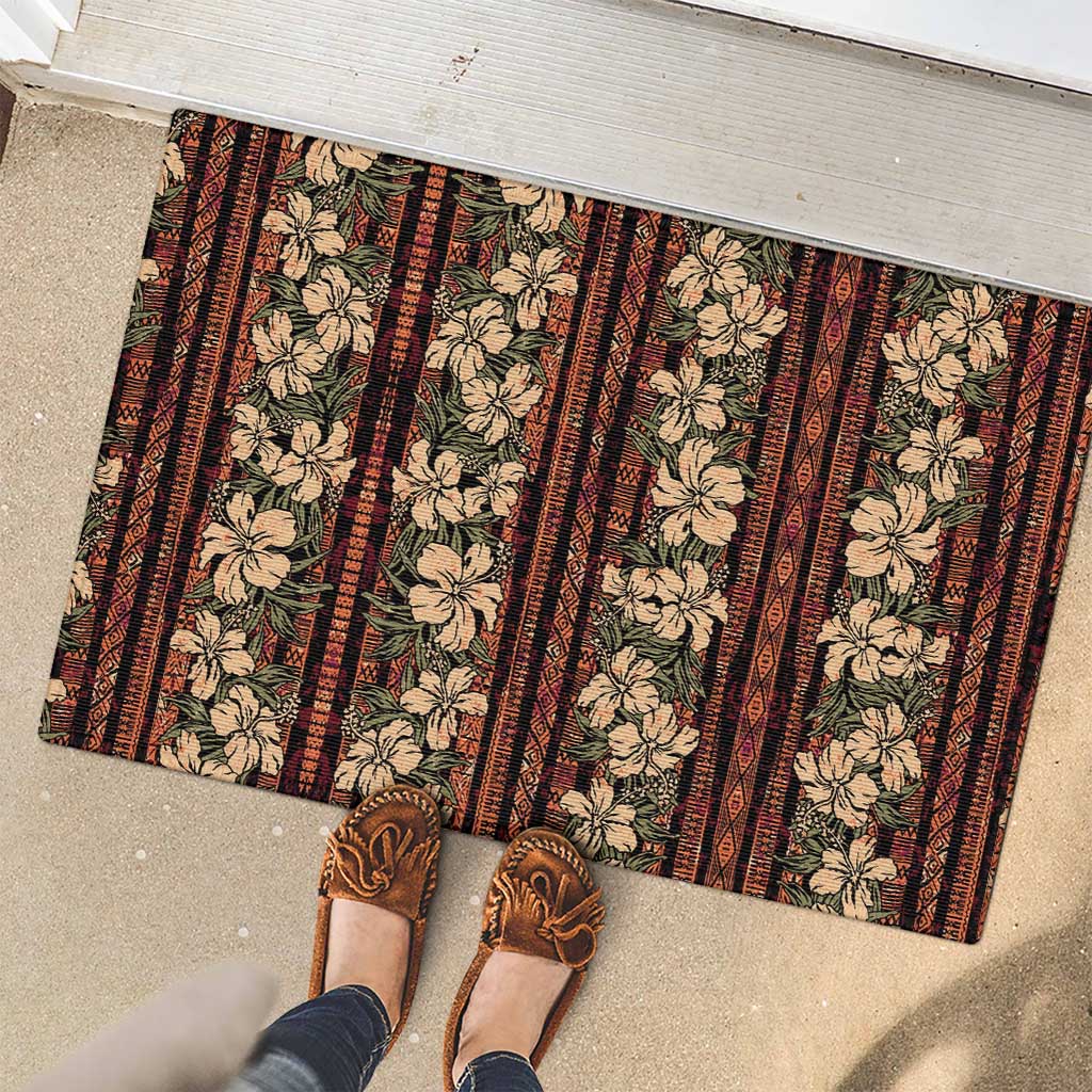 Hawaii Hibiscus Rubber Doormat Retro Style - Polynesian Pride