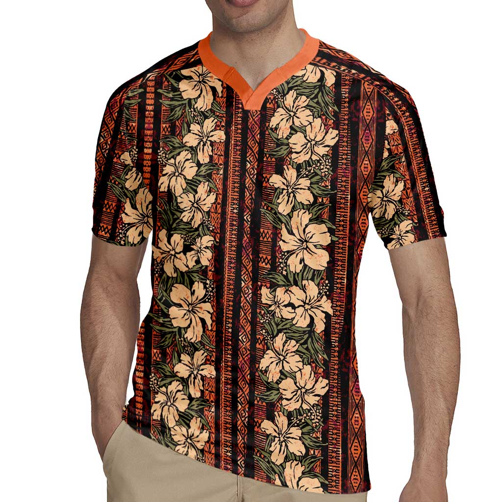 Hawaii Hibiscus Rugby Jersey Retro Style - Polynesian Pride