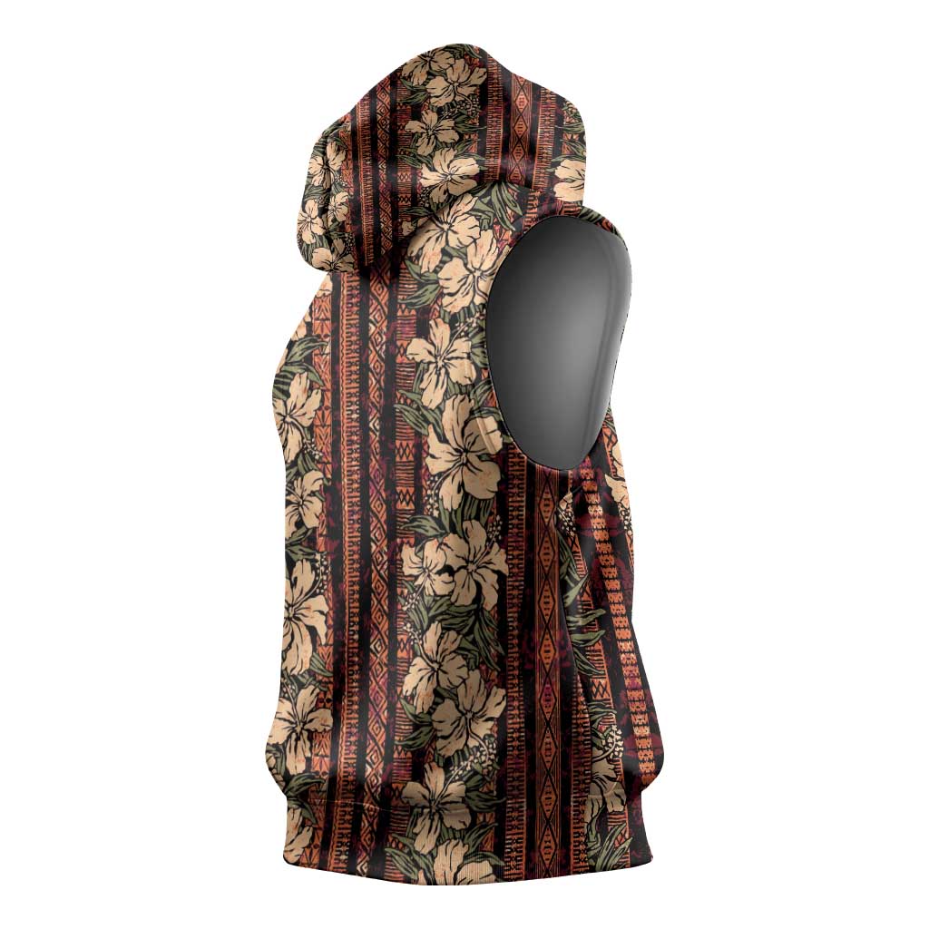 Hawaii Hibiscus Sleeveless Hoodie Retro Style - Polynesian Pride