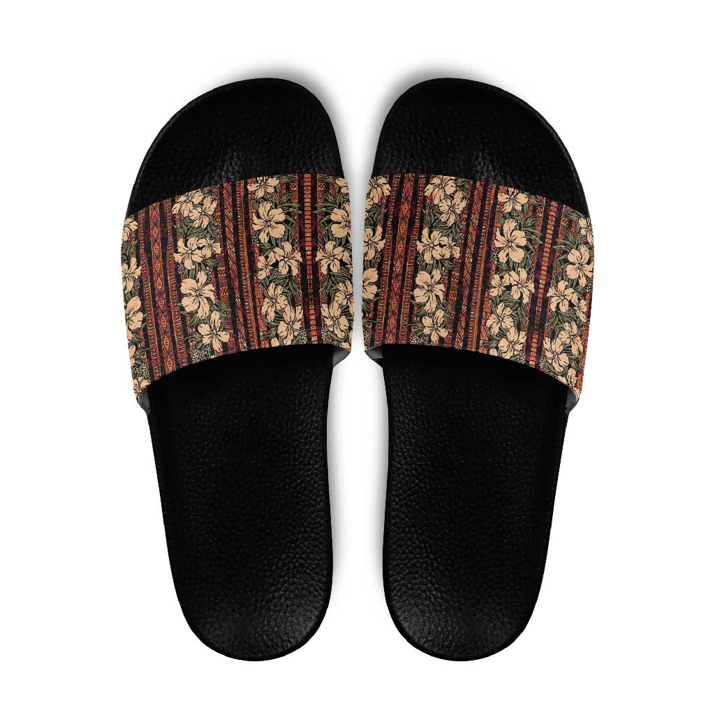 Hawaii Hibiscus Slide Sandals Retro Style LT01 Brown - Polynesian Pride