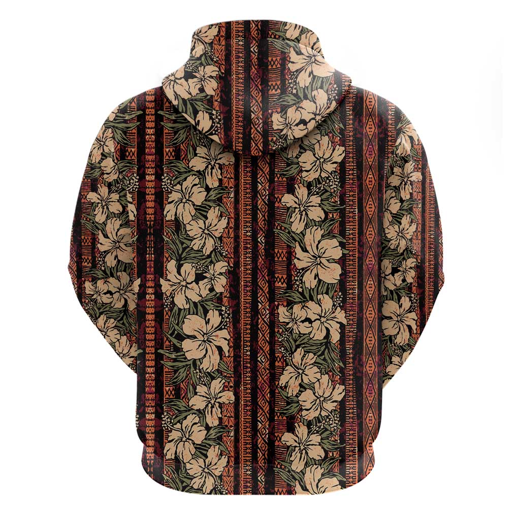 Hawaii Hibiscus Zip Hoodie Retro Style - Polynesian Pride
