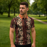 Hawaii Hibiscus Zipper Polo Shirt Retro Style - Polynesian Pride