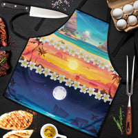Hawaii Beach Landscape Time-Lapse Apron Tropical Plumeria Flowers - Polynesian Pride