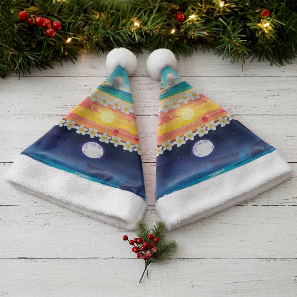 Hawaii Beach Landscape Time-Lapse Christmas Santa Hat Tropical Plumeria Flowers - Polynesian Pride