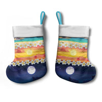 Hawaii Beach Landscape Time-Lapse Christmas Stocking Tropical Plumeria Flowers - Polynesian Pride