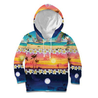 Hawaii Beach Landscape Time-Lapse Kid Hoodie Tropical Plumeria Flowers - Polynesian Pride