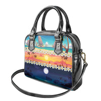 Hawaii Beach Landscape Time-Lapse Shoulder Handbag Tropical Plumeria Flowers - Polynesian Pride