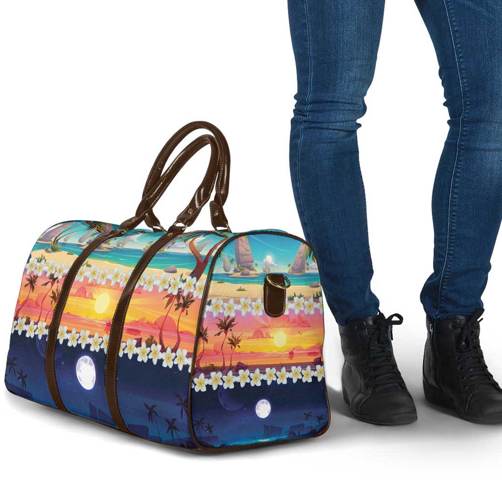 Hawaii Beach Landscape Time-Lapse Travel Bag Tropical Plumeria Flowers - Polynesian Pride