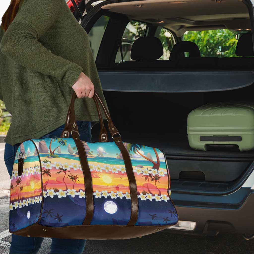 Hawaii Beach Landscape Time-Lapse Travel Bag Tropical Plumeria Flowers - Polynesian Pride