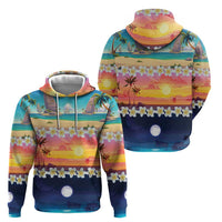 Hawaii Beach Landscape Time-Lapse Zip Hoodie Tropical Plumeria Flowers - Polynesian Pride