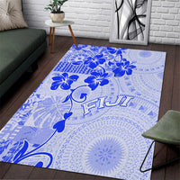 Fiji Masi With Hibiscus Tapa Tribal Area Rug Blue Pastel LT01 Blue - Polynesian Pride