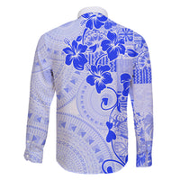 Fiji Masi With Hibiscus Tapa Tribal Family Matching Short Sleeve Bodycon Dress and Hawaiian Shirt Blue Pastel LT01 - Polynesian Pride