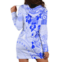 Fiji Masi With Hibiscus Tapa Tribal Hoodie Dress Blue Pastel LT01 - Polynesian Pride