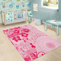 Fiji Masi With Hibiscus Tapa Tribal Area Rug Pink Pastel LT01 - Polynesian Pride
