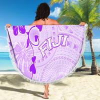 Fiji Masi With Hibiscus Tapa Tribal Beach Blanket Purple Pastel LT01 - Polynesian Pride
