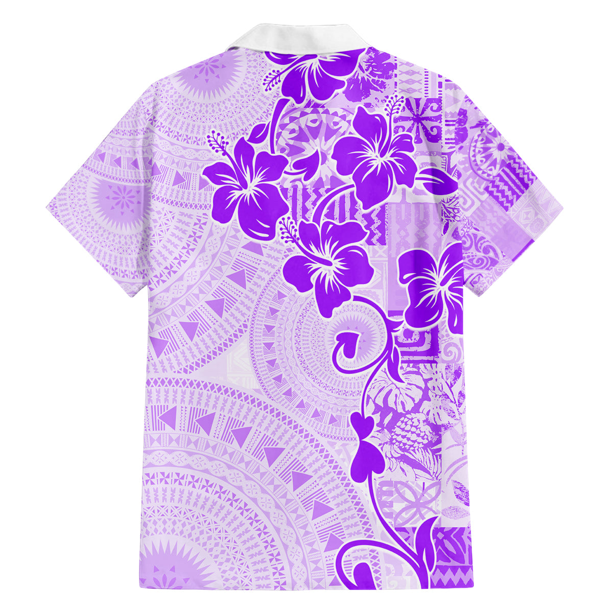 Fiji Masi With Hibiscus Tapa Tribal Family Matching Puletasi Dress and Hawaiian Shirt Purple Pastel LT01 - Polynesian Pride