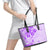 Fiji Masi With Hibiscus Tapa Tribal Leather Tote Bag Purple Pastel LT01 - Polynesian Pride