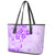 Fiji Masi With Hibiscus Tapa Tribal Leather Tote Bag Purple Pastel LT01 - Polynesian Pride