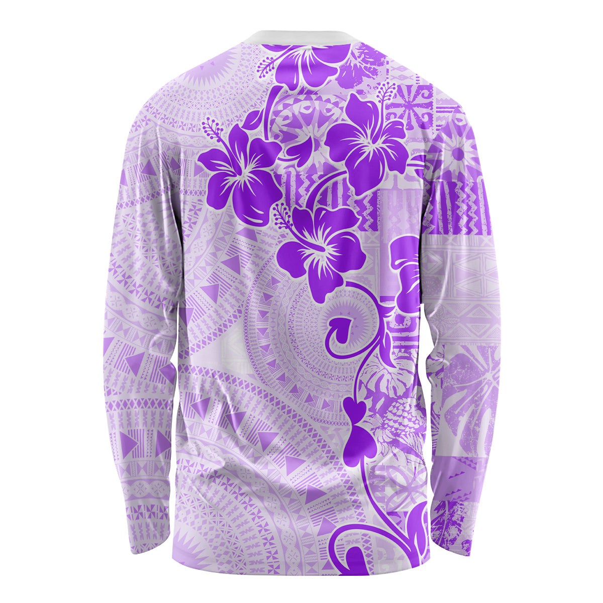 Fiji Masi With Hibiscus Tapa Tribal Long Sleeve Shirt Purple Pastel LT01 - Polynesian Pride