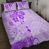 Fiji Masi With Hibiscus Tapa Tribal Quilt Bed Set Purple Pastel LT01 - Polynesian Pride