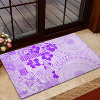 Fiji Masi With Hibiscus Tapa Tribal Rubber Doormat Purple Pastel LT01 - Polynesian Pride