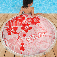 Fiji Masi With Hibiscus Tapa Tribal Beach Blanket Red Pastel LT01 - Polynesian Pride
