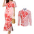 Fiji Masi With Hibiscus Tapa Tribal Couples Matching Mermaid Dress and Long Sleeve Button Shirt Red Pastel LT01 Red - Polynesian Pride