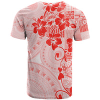 Fiji Masi With Hibiscus Tapa Tribal T Shirt Red Pastel LT01 - Polynesian Pride