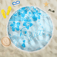 Fiji Masi With Hibiscus Tapa Tribal Beach Blanket Sky Blue Pastel LT01 One Size 150cm Blue - Polynesian Pride