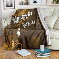 Fiji Masi With Hibiscus Tapa Tribal Blanket Gold Version LT01 - Polynesian Pride