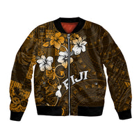 Fiji Masi With Hibiscus Tapa Tribal Bomber Jacket Gold Version LT01 Unisex Gold - Polynesian Pride