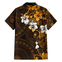 Fiji Masi With Hibiscus Tapa Tribal Family Matching Tank Maxi Dress and Hawaiian Shirt Gold Version LT01 - Polynesian Pride