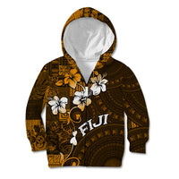 Fiji Masi With Hibiscus Tapa Tribal Kid Hoodie Gold Version LT01 - Polynesian Pride