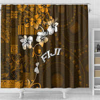 Fiji Masi With Hibiscus Tapa Tribal Shower Curtain Gold Version LT01 - Polynesian Pride