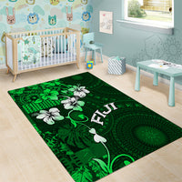 Fiji Masi Area Rug Fijian Hibiscus Tapa Green Version LT01 - Polynesian Pride