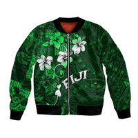 Fiji Masi Bomber Jacket Fijian Hibiscus Tapa Green Version LT01 Unisex Green - Polynesian Pride