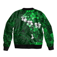 Fiji Masi Bomber Jacket Fijian Hibiscus Tapa Green Version LT01 - Polynesian Pride