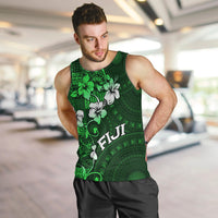 Fiji Masi Men Tank Top Fijian Hibiscus Tapa Green Version LT01 Green - Polynesian Pride