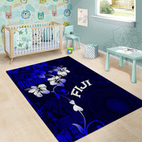 Fiji Masi Area Rug Fijian Hibiscus Navy Blue Gold Version LT01 - Polynesian Pride