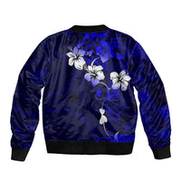 Fiji Masi Bomber Jacket Fijian Hibiscus Navy Blue Gold Version LT01 - Polynesian Pride