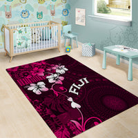 Fiji Masi Area Rug Fijian Hibiscus Tapa Pink Version LT01 - Polynesian Pride